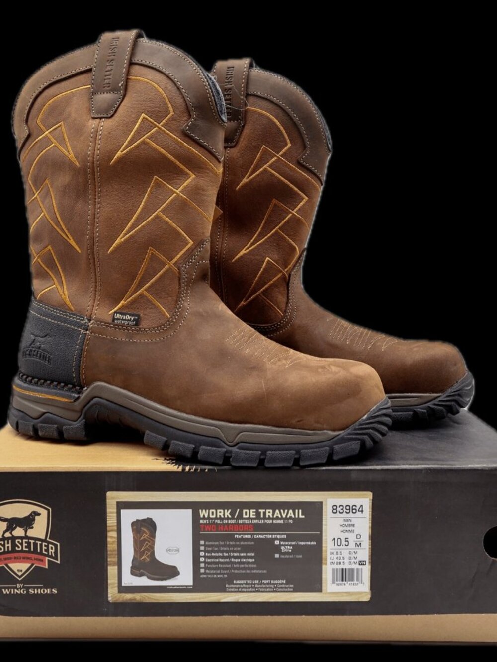 Irish Setter Red Wing Mens 10.5 D Two Harbors Non-Metallic Toe Boots NIB 83964